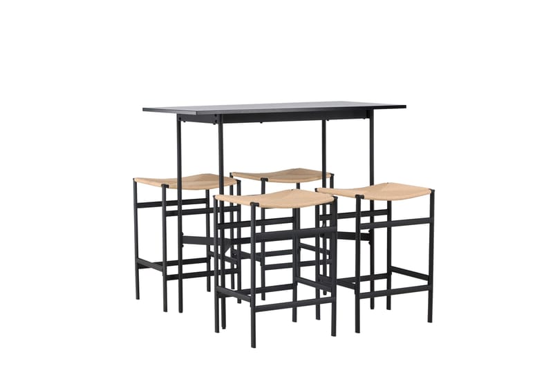 Rax Matgrupp 120 cm Rektangulär med 4 Polly stolar - Svart - Möbler - Bord & matgrupper - Matgrupper