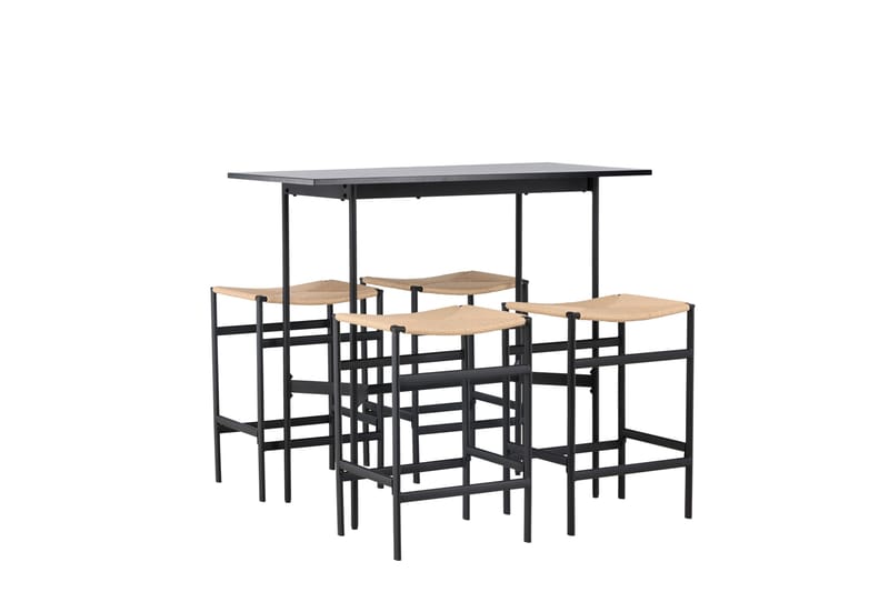 Rax Matgrupp 120 cm Rektangulär med 4 Polly stolar - Svart - Möbler - Bord & matgrupper - Matgrupper
