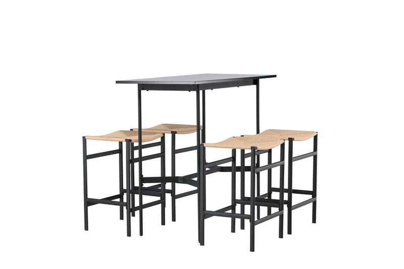 Rax Matgrupp 120 cm Rektangulär med 4 Polly stolar - Svart - Möbler - Bord & matgrupper - Matgrupper