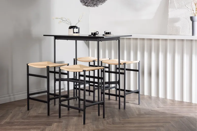 Rax Matgrupp 120 cm Rektangulär med 4 Polly stolar - Svart - Möbler - Bord & matgrupper - Matgrupper