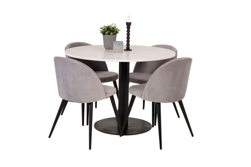 Razzia Matbord 106 cm med 4 Velvet Köksstol Sammet - Möbler - Bord & matgrupper - Matgrupper