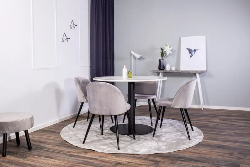 Razzia Matbord 106 cm med 4 Velvet Köksstol Sammet