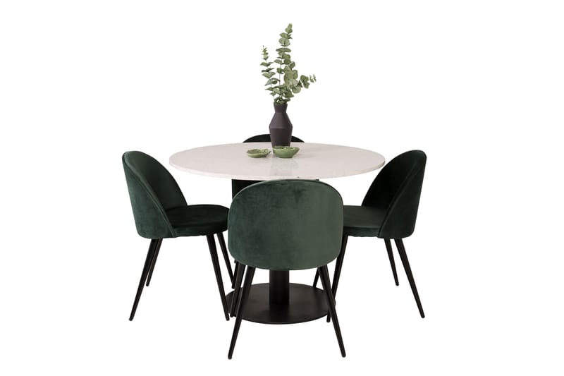 Razzia Matgrupp 106 cm Rund med 4 Velvet stolar - Möbler - Bord & matgrupper - Matgrupper