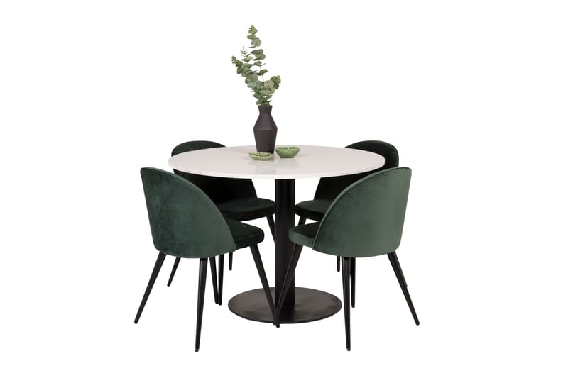Razzia Matgrupp 106 cm Rund med 4 Velvet stolar - Möbler - Bord & matgrupper - Matgrupper