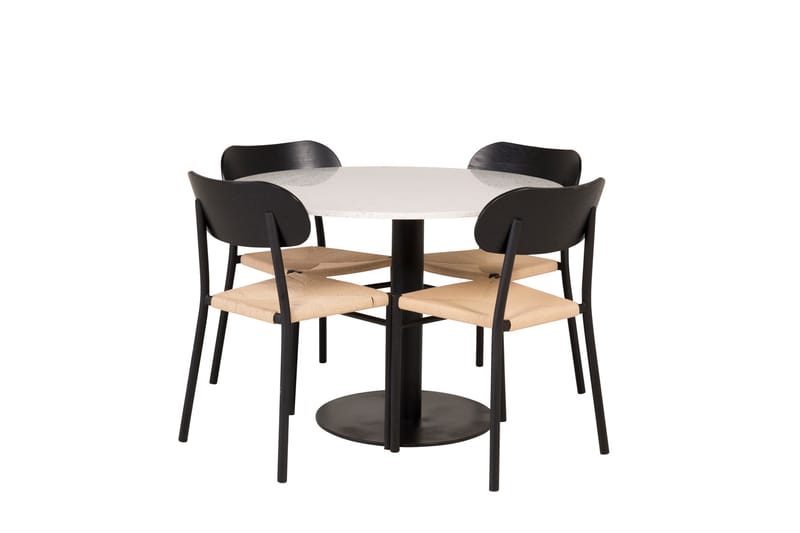 Razzia Matgrupp 106 cm Rund med 4 Polly stolar - Svart - Möbler - Bord & matgrupper - Matgrupper