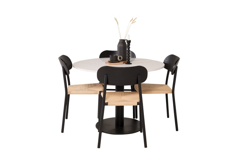Razzia Matgrupp 106 cm Rund med 4 Polly stolar - Svart - Möbler - Bord & matgrupper - Matgrupper