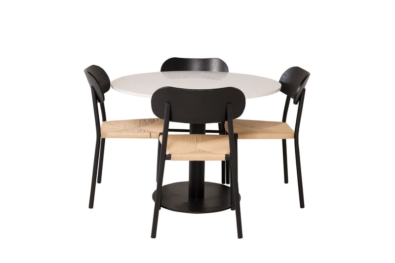 Razzia Matgrupp 106 cm Rund med 4 Polly stolar - Svart - Möbler - Bord & matgrupper - Matgrupper
