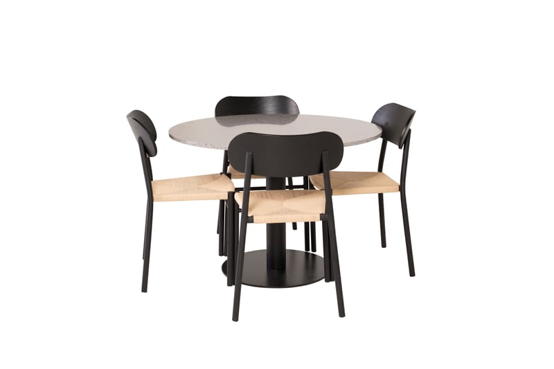 Razzia Matgrupp 106 cm Rund med 4 Polly stolar - Svart - Möbler - Bord & matgrupper - Matgrupper