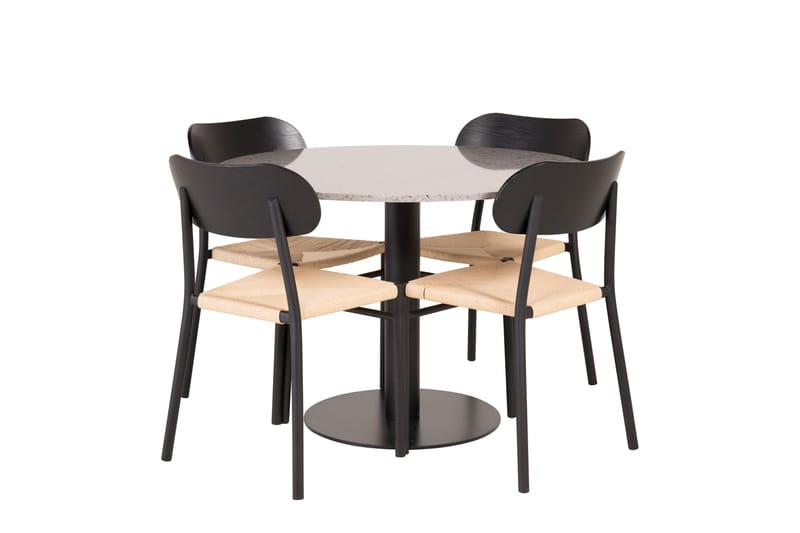 Razzia Matgrupp 106 cm Rund med 4 Polly stolar - Svart - Möbler - Bord & matgrupper - Matgrupper