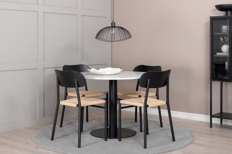 Razzia Matgrupp 106 cm Rund med 4 Polly stolar - Svart - Möbler - Bord & matgrupper - Matgrupper