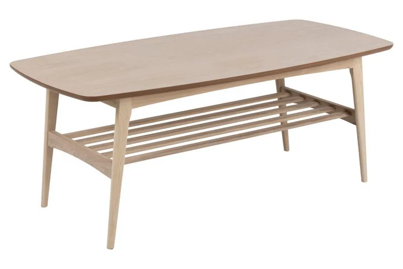 Reeves Rektangulärt Soffbord med Hyllor i Trä, Beige