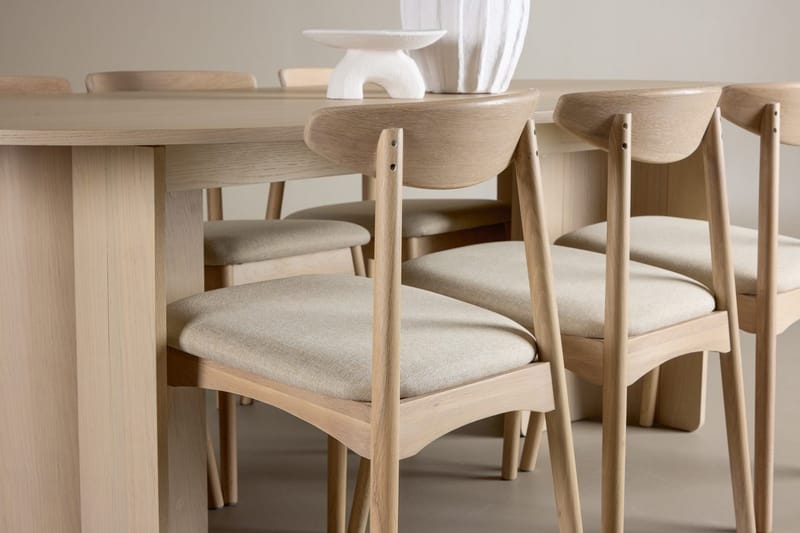 Rektangulär Matgrupp Tyresö 220 cm med 6 Ven Stolar - Natur/whitewash - Möbler - Bord & matgrupper - Matgrupper