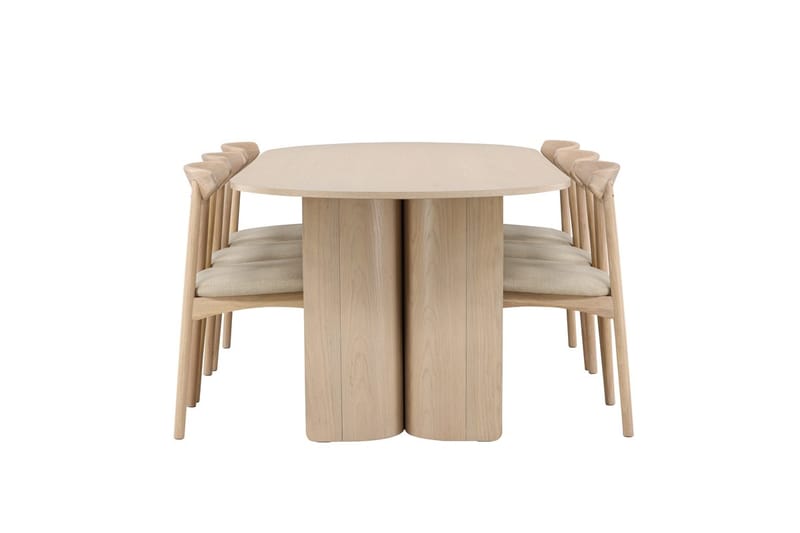 Rektangulär Matgrupp Tyresö 220 cm med 6 Ven Stolar - Natur/whitewash - Möbler - Bord & matgrupper - Matgrupper