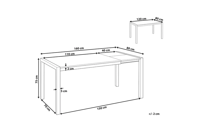 Renton Matbord Förlängningsbart 120-160x80 cm - Svart - Möbler - Bord & matgrupper - Matbord & köksbord