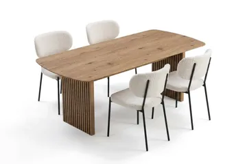 Richeto Matbord 180 cm med 4 st Gemmiano Stolar i Teddy - Brun, Vit - Möbler - Bord & matgrupper - Matgrupper