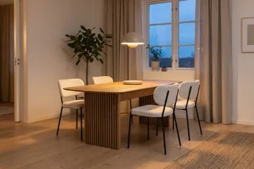 Richeto Matbord 180 cm med 4 st Gemmiano Stolar i Teddy - Brun, Vit - Möbler - Bord & matgrupper - Matgrupper