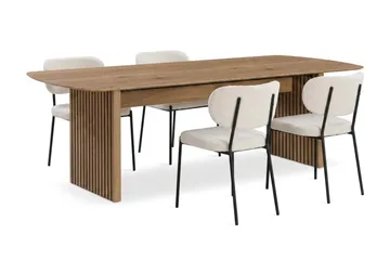Richeto Matbord 180 cm med 4 st Gemmiano Stolar i Teddy - Brun, Vit - Möbler - Bord & matgrupper - Matgrupper