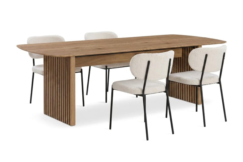 Richeto Matbord 180 cm med 4 st Gemmiano Stolar i Teddy - Brun, Vit - Möbler - Bord & matgrupper - Matgrupper
