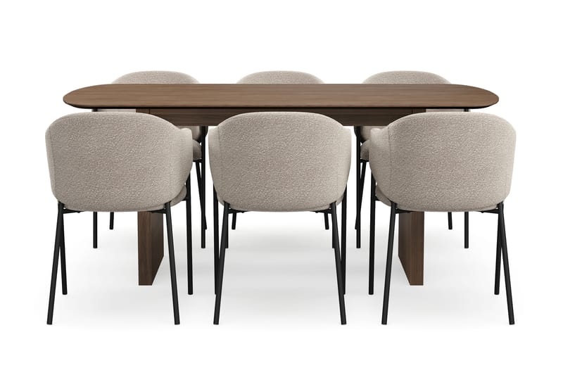 Richeto Matbord 180 cm med 6 Filip Matstolar - Rökt ek / Taupe Bouclé - Möbler - Bord & matgrupper - Matgrupper