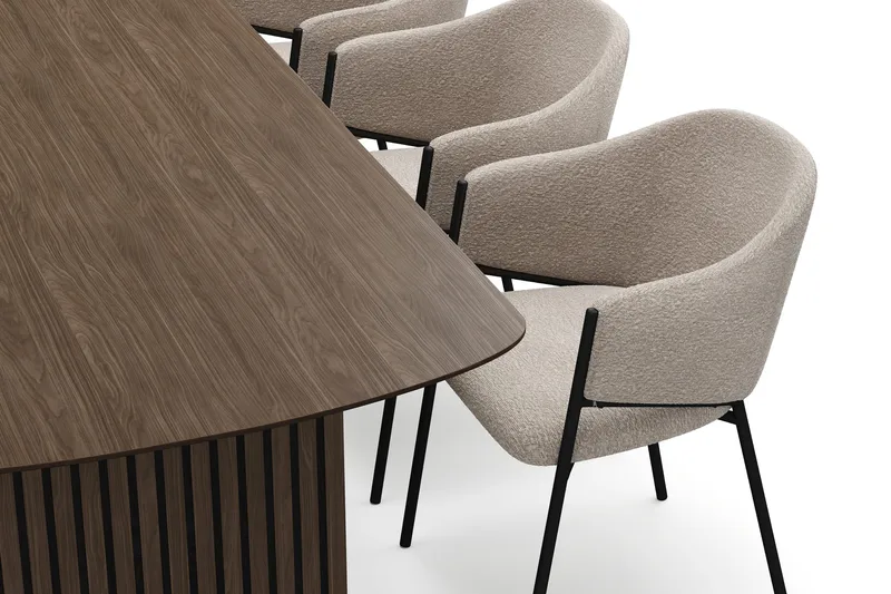 Richeto Matbord 180 cm med 6 Filip Matstolar - Rökt ek / Taupe Bouclé - Möbler - Bord & matgrupper - Matgrupper