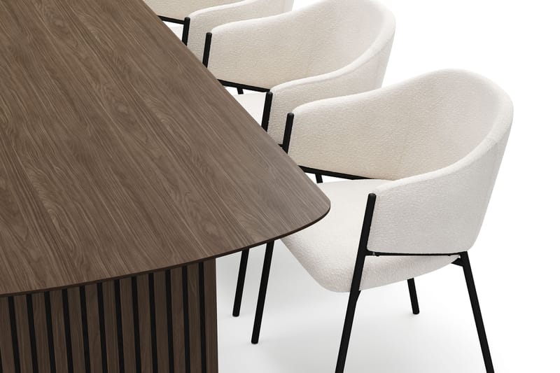 Richeto Matbord 180 cm med 6 Filip Matstolar - Rökt ek / Vit Bouclé - Möbler - Bord & matgrupper - Matgrupper