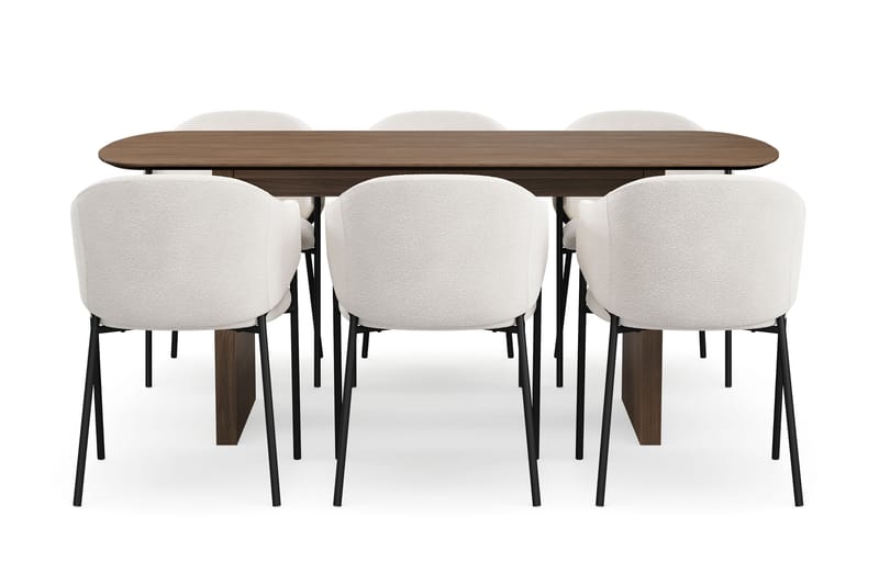 Richeto Matbord 180 cm med 6 Filip Matstolar - Rökt ek / Vit Bouclé - Möbler - Bord & matgrupper - Matgrupper