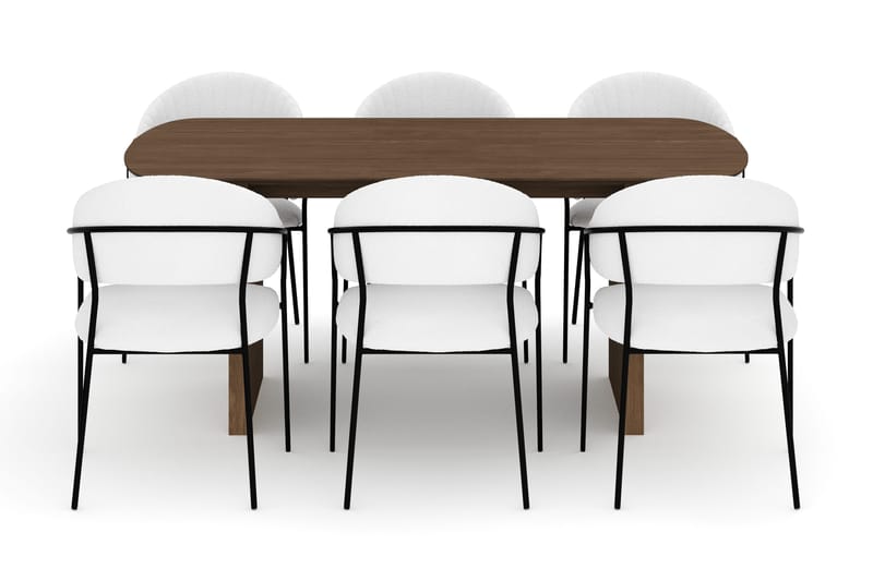 Richeto Matbord 180 cm med 6 Karol Matstolar - Rökt ek / Vit Bouclé - Möbler - Bord & matgrupper - Matgrupper