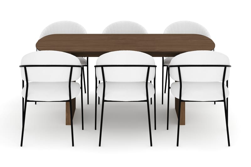 Richeto Matbord 180 cm med 6 Karol Matstolar - Rökt ek / Vit Bouclé - Möbler - Bord & matgrupper - Matgrupper