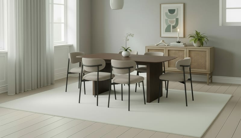 Richeto Matbord 180 cm med 6 Lucy Matstolar - Rökt ek / Greige Bouclé - Möbler - Bord & matgrupper - Matgrupper