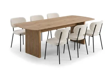 Richeto Matbord 180 cm med 6 st Gemmiano Stolar i Teddy - Brun, Vit - Möbler - Bord & matgrupper - Matgrupper