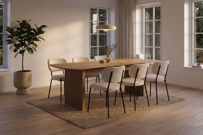 Richeto Matbord 180 cm med 6 st Gemmiano Stolar i Teddy - Ek - Möbler - Bord & matgrupper - Matgrupper
