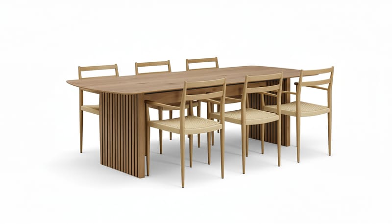 Richeto Matbord 180 cm med 6 st Jamna Karmstolar, Brun