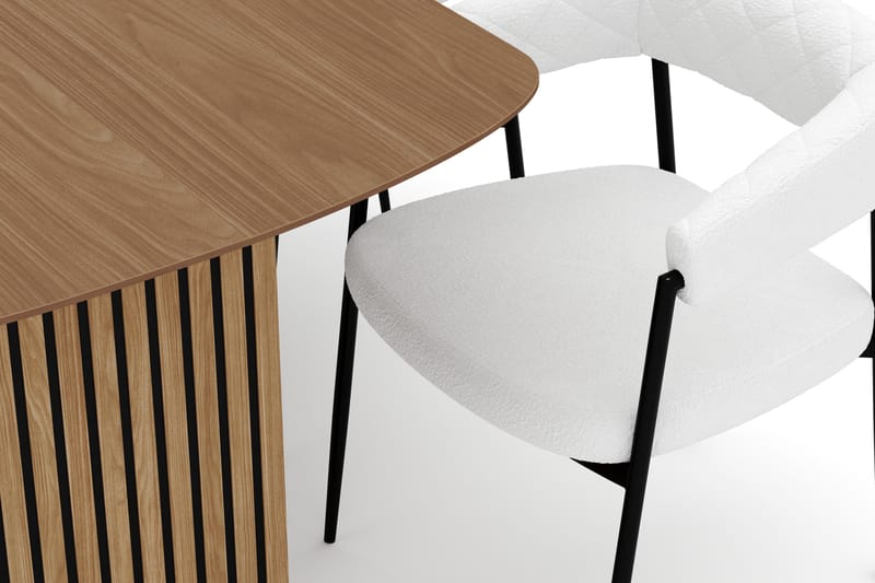 Richeto Matbord 180 cm med 6 Velma Matstolar - Naturlig finish / Vit Bouclé - Möbler - Bord & matgrupper - Matgrupper