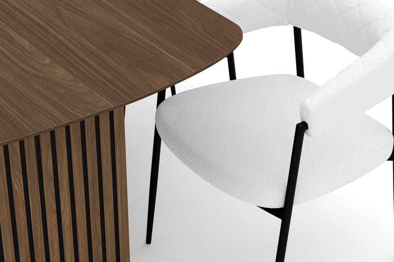 Richeto Matbord 180 cm med 6 Velma Matstolar - Rökt ek / Vit Bouclé - Möbler - Bord & matgrupper - Matgrupper