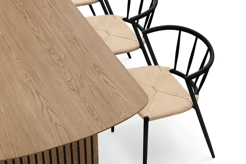 Richeto Matbord 180 cm med 6 Winston Matstolar - Naturlig finish / Beige / Metallben Svart - Möbler - Bord & matgrupper - Matgrupper