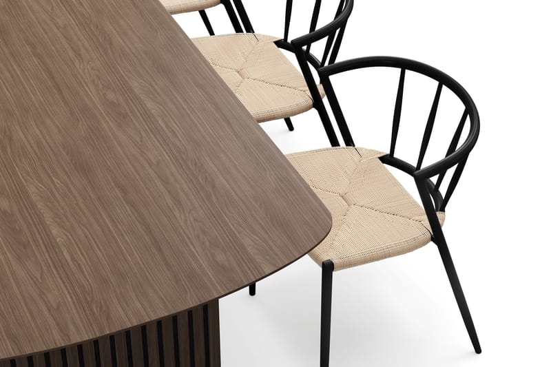 Richeto Matbord 180 cm med 6 Winston Matstolar - Rökt ek / Beige / Metallben Svart - Möbler - Bord & matgrupper - Matgrupper