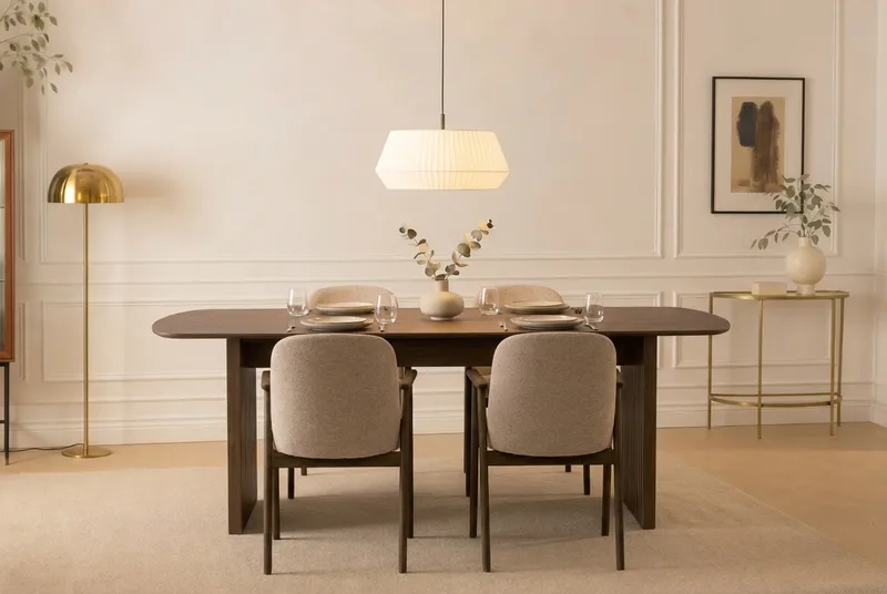 Richeto Matbord 180 cm Rökt Ek med 4 Reciclar Matstolar - Rökt ek/Greige - Möbler - Bord & matgrupper - Matgrupper