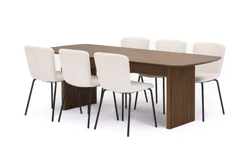 Richeto Matbord 210 cm med 4 Katy Matstolar - Rökt ek - Möbler - Bord & matgrupper - Matgrupper