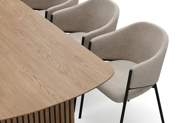 Richeto Matbord 210 cm med 6 Filip Matstolar - Naturlig finish / Taupe Bouclé - Möbler - Bord & matgrupper - Matgrupper