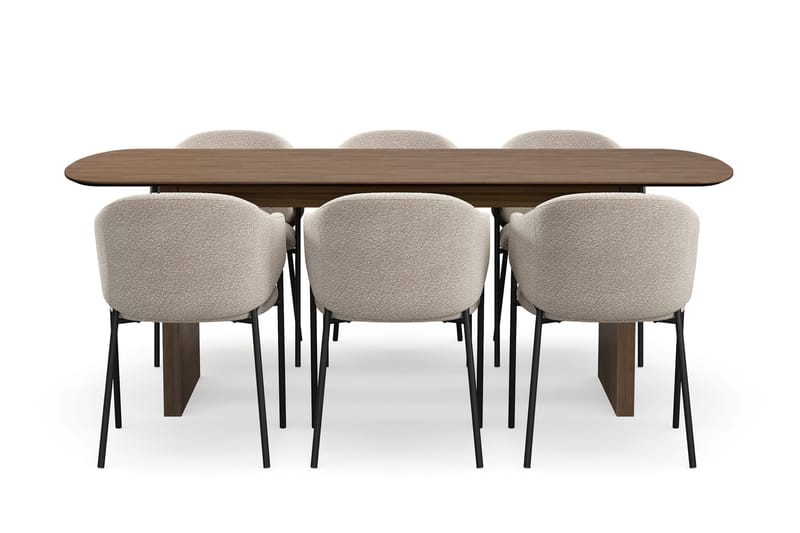 Richeto Matbord 210 cm med 6 Filip Matstolar - Rökt ek / Taupe Bouclé - Möbler - Bord & matgrupper - Matgrupper