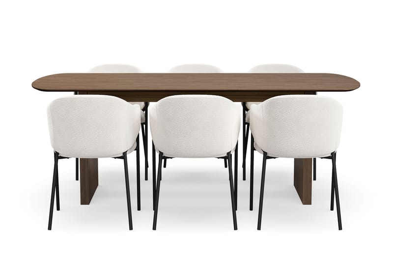 Richeto Matbord 210 cm med 6 Filip Matstolar - Rökt ek / Vit Bouclé - Möbler - Bord & matgrupper - Matgrupper