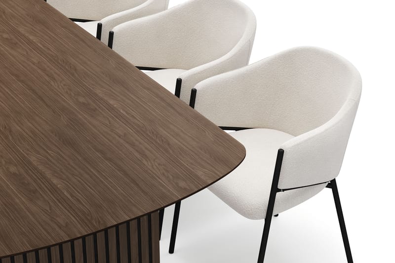 Richeto Matbord 210 cm med 6 Filip Matstolar - Rökt ek / Vit Bouclé - Möbler - Bord & matgrupper - Matgrupper