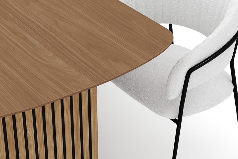 Richeto Matbord 210 cm med 6 Karol Matstolar - Naturlig finish / Vit Bouclé - Möbler - Bord & matgrupper - Matgrupper