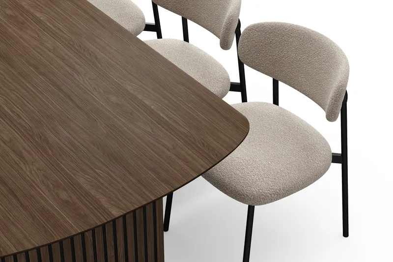 Richeto Matbord 210 cm med 6 Lucy Matstolar - Rökt ek / Greige Bouclé - Möbler - Bord & matgrupper - Matgrupper