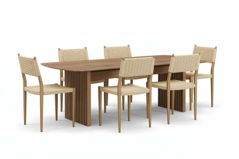 Richeto Matbord 210 cm med 6 st Jamna Matstolar - Brun - Möbler - Bord & matgrupper - Matgrupper