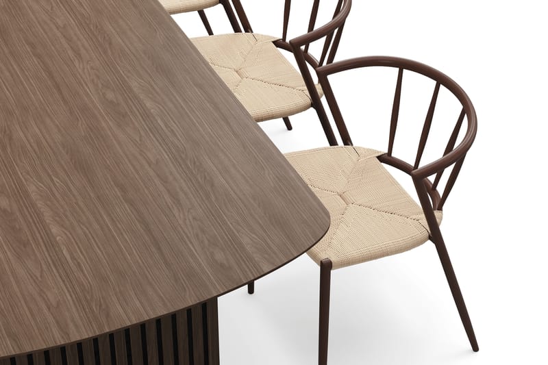 Richeto Matbord 210 cm med 6 Winston Matstolar - Rökt ek / Beige / Metallben Rökt ek - Möbler - Bord & matgrupper - Matgrupper