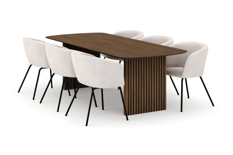 Richeto Matbord 240 cm med 6 Berit Stolar - Natur - Möbler - Bord & matgrupper - Matgrupper