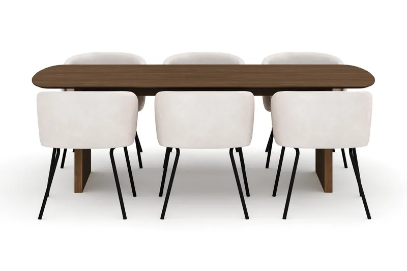 Richeto Matbord 240 cm med 6 Berit Stolar - Natur - Möbler - Bord & matgrupper - Matgrupper