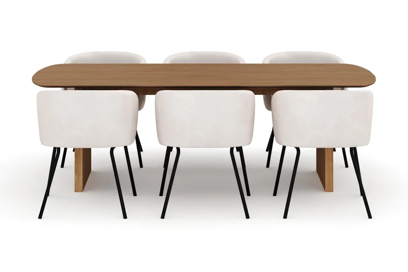 Richeto Matbord 240 cm med 6 Berit Stolar - Natur - Möbler - Bord & matgrupper - Matgrupper