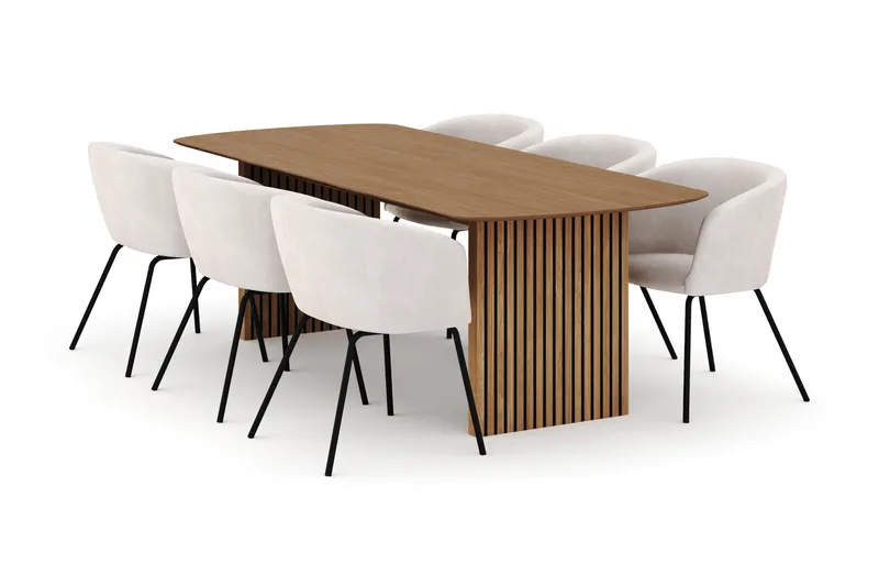 Richeto Matbord 240 cm med 6 Berit Stolar - Natur - Möbler - Bord & matgrupper - Matgrupper